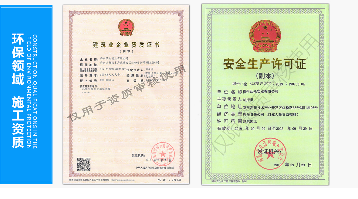 鄭州沃眾實業有限公司企業榮譽資質